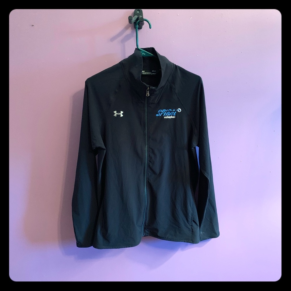 Under armor, warm up, zip up jacket.